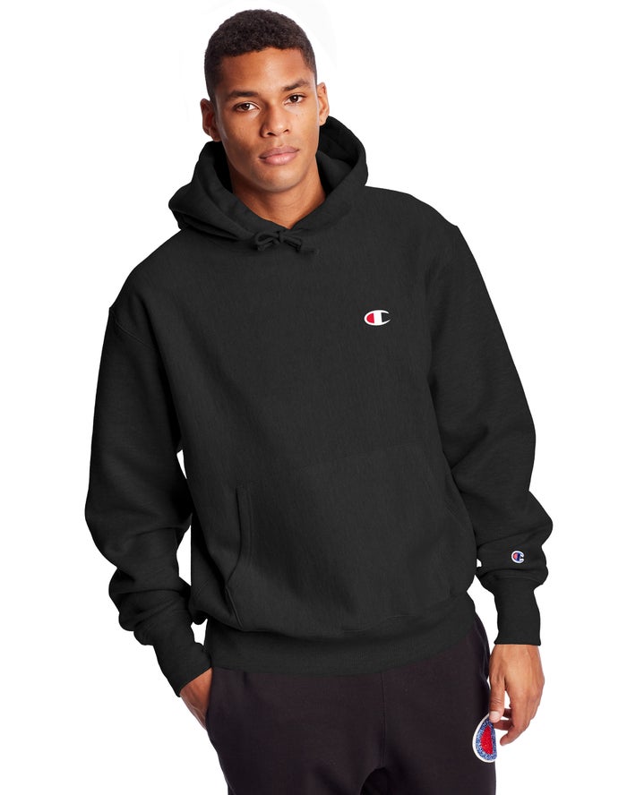 Champion Reverse Weave C Logo - Miesten Mustat Huppari - Suomi 5740613-GU